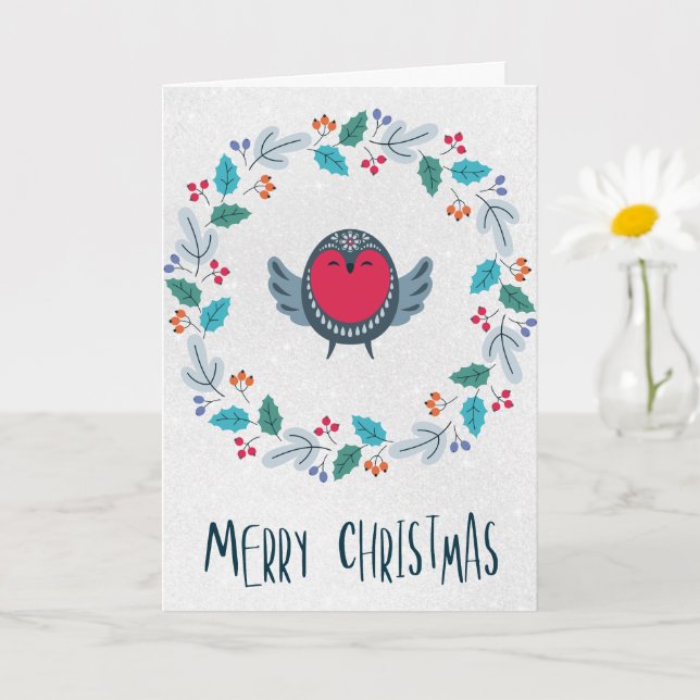 Personalized Rustic Wreath Holiday Greeting Karte (Kleine Pflanze)