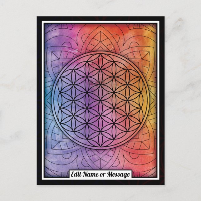 Personalized Sacred Geometry Flower of Life Postkarte (Vorderseite)