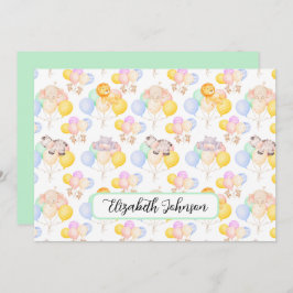 Personalized Safari Animals Baby Shower Note Card Mitteilungskarte