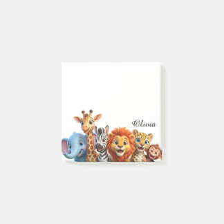 Personalized Safari Friends Jungle Sticky Notes Post-it Klebezettel