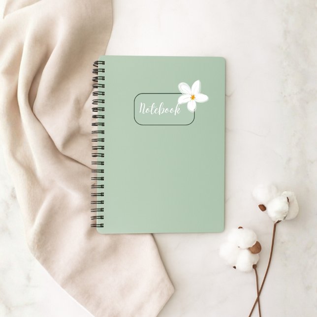 Personalized Sage Green Flower Spiral Notebook Notizblock (Von Creator hochgeladen)