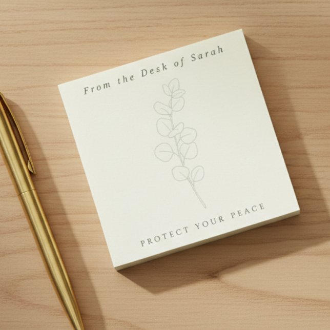 Personalized Sage Green Minimalist Daily Reminder Post-it Klebezettel (Personalized From The Desk Of Protect Your Peace)