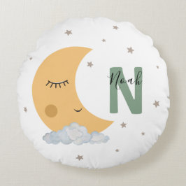Personalized Sage Green Moon Nursery Throw Pillow Rundes Kissen
