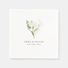 Personalized Sage Green Organic Greenery Wedding Serviette