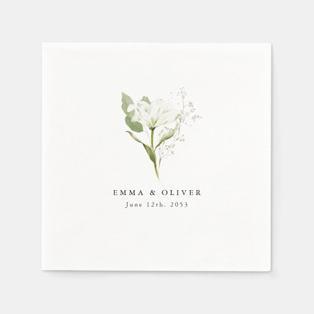 Personalized Sage Green Organic Greenery Wedding Serviette (Vorderseite)