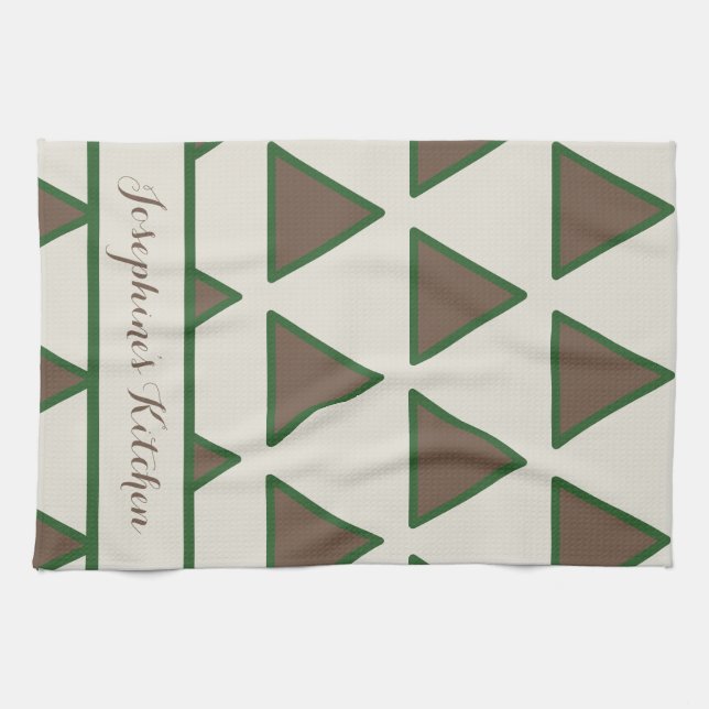 Personalized Sage Green Taupe Triangle Modern Chic Geschirrtuch (Horizontal)