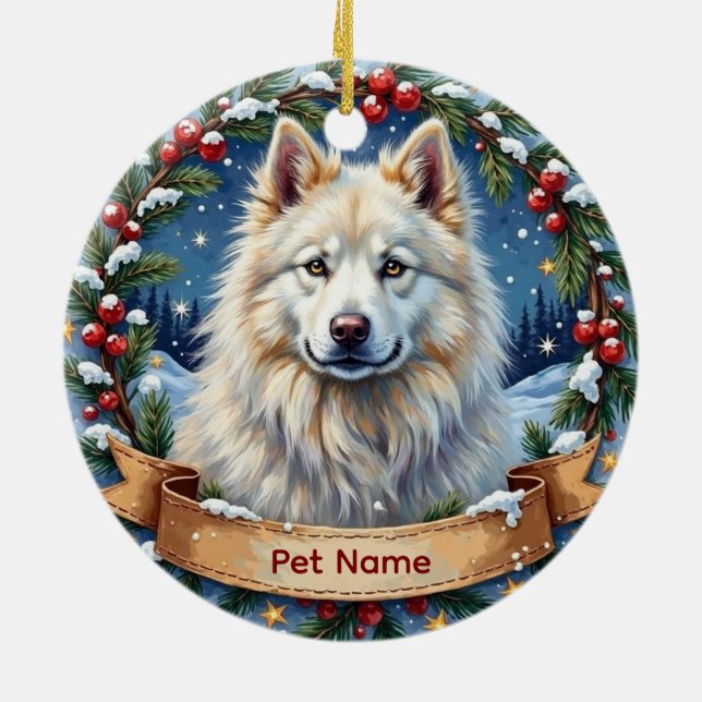 Personalized Samoyed Christmas Keramik Ornament (Hinten)