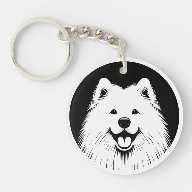 Personalized Samoyed Pop Art Super Cute Schlüsselanhänger (Vorderseite)