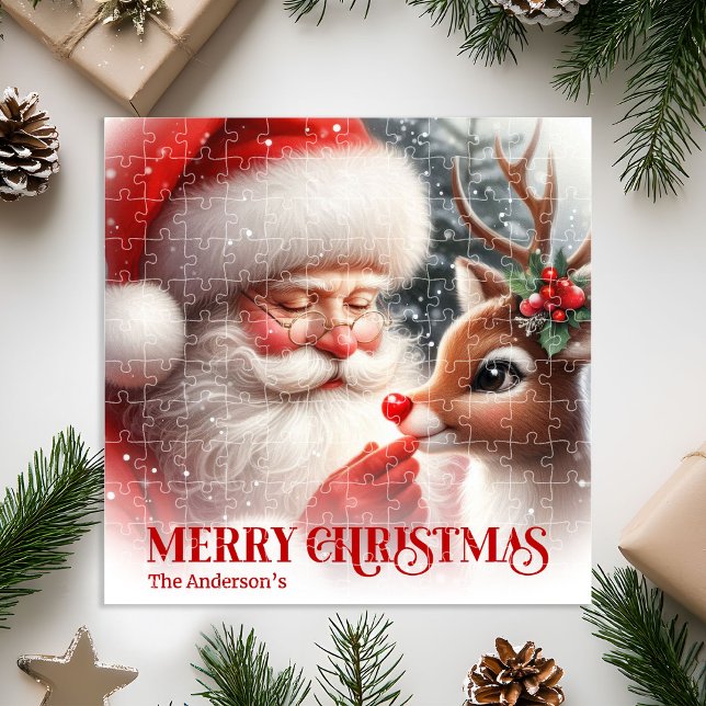 Personalized Santa Claus and Rudolph Festive Gift Puzzle (Personalized Santa Claus and Rudolph Festive Puzzle)