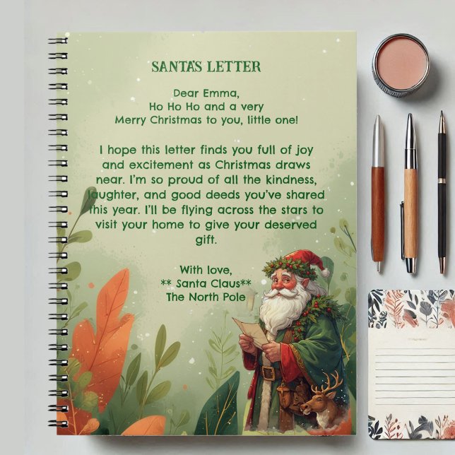Personalized Santa Claus North Pole Reindeer Green Notizblock (Personalized Santa Claus North Pole Reindeer Green Notebook)