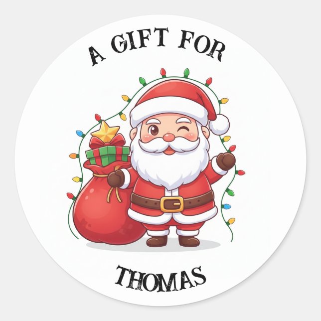 Personalized Santa Gift Label Sticker  Custom Name (Vorderseite)
