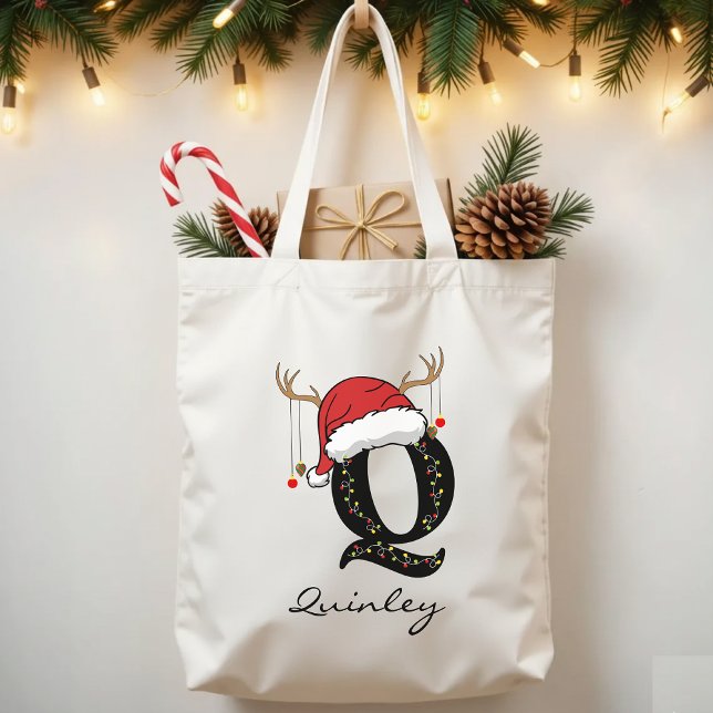 Personalized Santa Holiday Tote Bag Gift for Women Tragetasche (holiday tote, Christmas teacher gift, custom holiday tote, festive family tote, bulk Christmas Gift,)