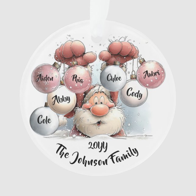 Personalized Santa in Snow Acrylic Ornament (Vorderseite)