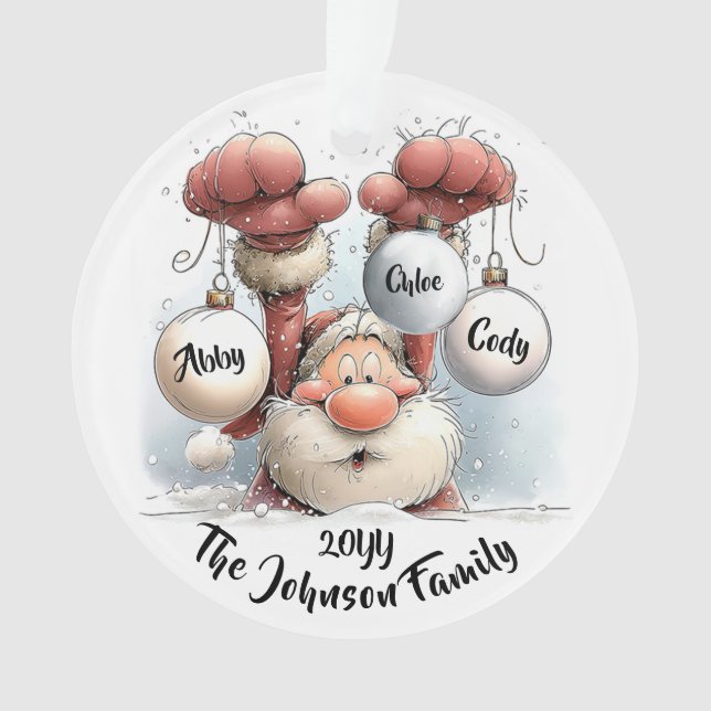 Personalized Santa in Snow Acrylic Ornament (Vorderseite)