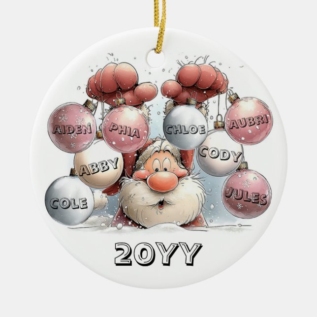 Personalized Santa in Snow Ceramic Ornament  (Vorne)