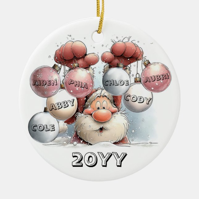 Personalized Santa in Snow Ceramic Ornament  (Vorne)