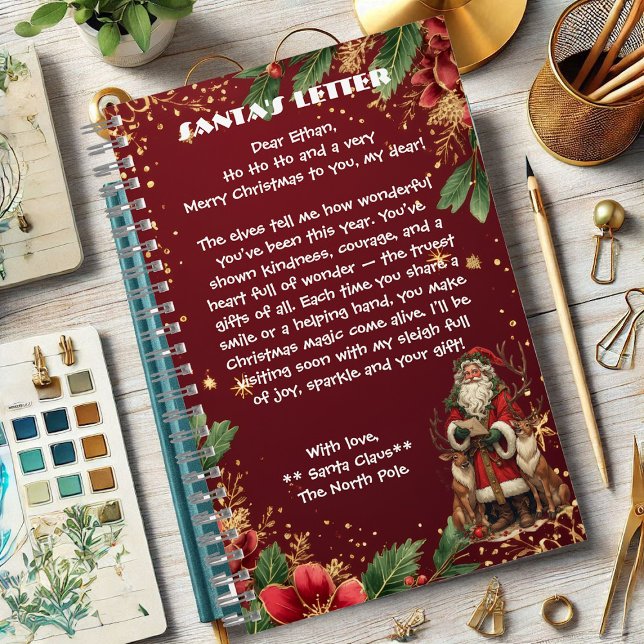 Personalized Santa Letter North Pole Cute Reindeer Notizbuch (Personalized Santa Letter North Pole Cute Reindeer Notebook)