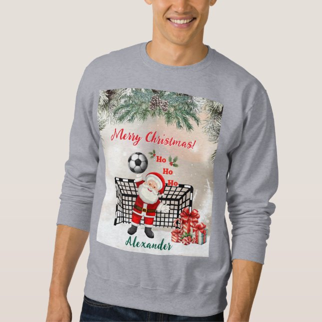 Personalized Santa Soccer Christmas Santa Soccer Sweatshirt (Vorderseite)