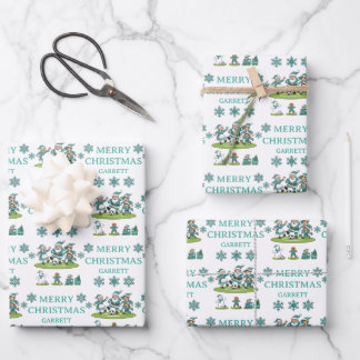 Personalized Santa Soccer Wrapping Paper Sheets Geschenkpapier Set