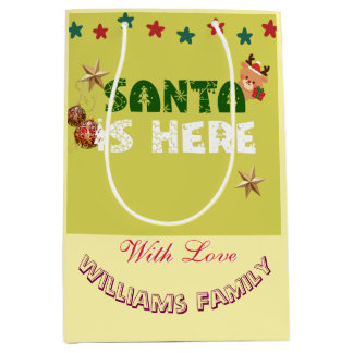 Personalized “Santa Was Here” Christmas Mittlere Geschenktüte