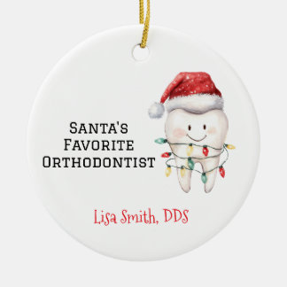 Personalized Santa's Favorite Orthodontist Keramik Ornament