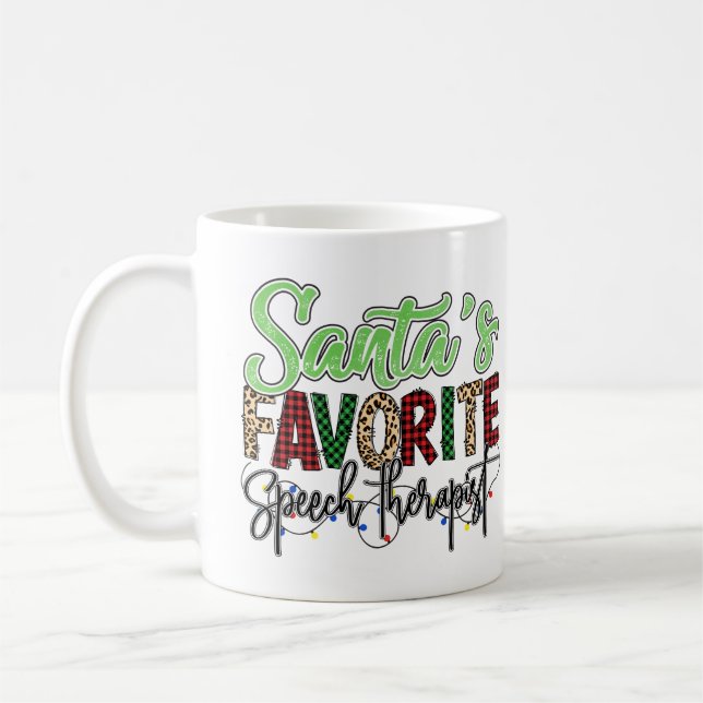 Personalized Santa's Favorite Speech Therapist Kaffeetasse (Links)