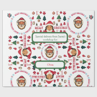 Personalized Santa's Workshop Christmas Gift Wrap Geschenkpapier