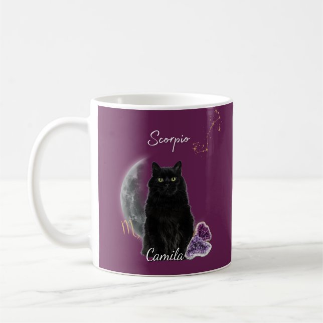 Personalized Scorpio Cat Mug with Name Kaffeetasse (Links)