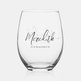 Personalized Script best mom ever monogram Weinglas Ohne Stiel