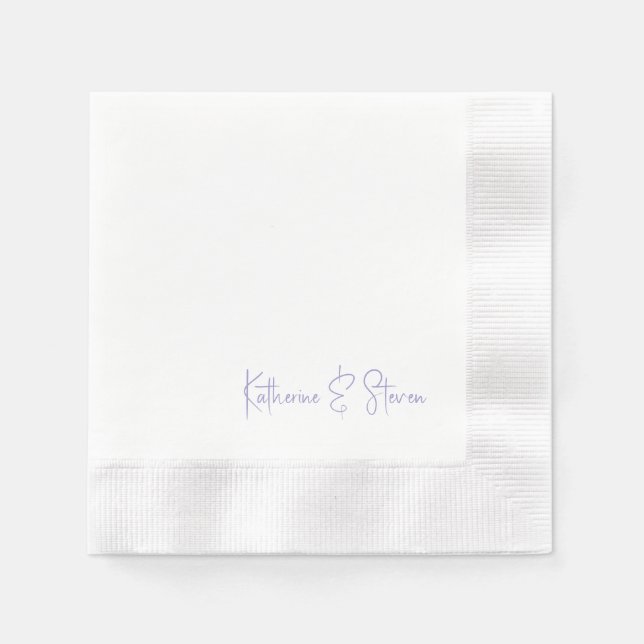 Personalized Script Lavender Names Coined Wedding Serviette (Vorderseite)