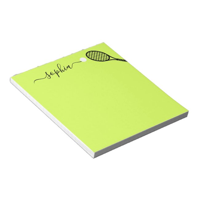 Personalized Script Name Modern Green Tennis Notizblock (angewinkelt)