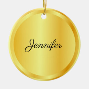Personalized Script Template Gold Look Trendy Keramik Ornament
