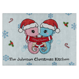Personalized Seahorse Christmas Cutting Board Schneidebrett