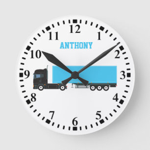 Personalized Semi-Trailer Truck Transportation Runde Wanduhr