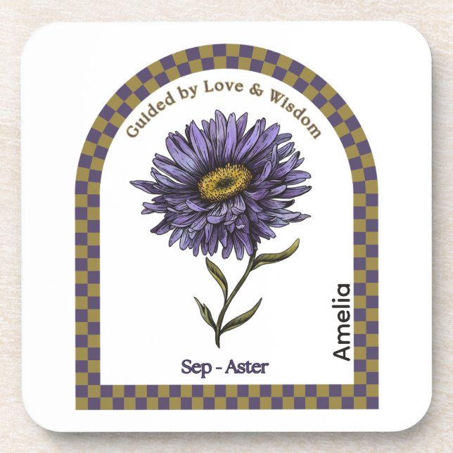 Personalized September Birth Month Flower Coaster Getränkeuntersetzer (Vorderseite)