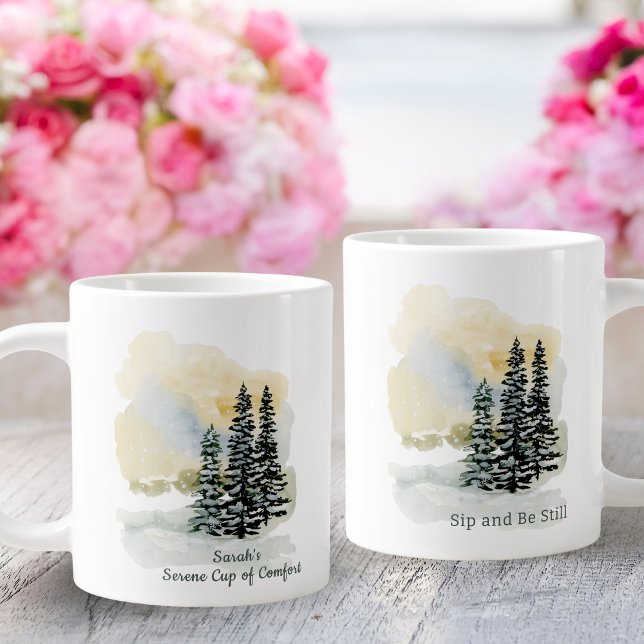 Personalized Serene Sip & Be Still Mug | Watercolo Jumbo-Tasse (Von Creator hochgeladen)