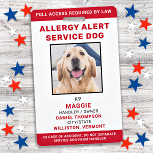 Personalized Service Dog Allergy Alert Dog Photo Ausweis