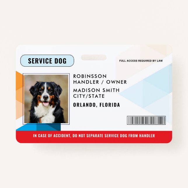 Personalized Service Dog Ausweis (Vorderseite)