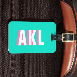 Personalized Shadow Monogram Pink Aqua Green Gepäckanhänger