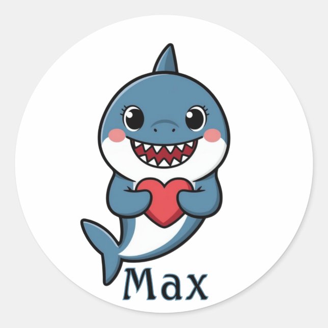 Personalized Shark Valentine Sticker for Boys (Vorderseite)