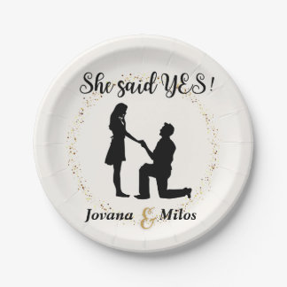 Personalized She said Yes Engagement Plate  Pappteller