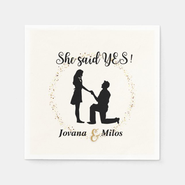 Personalized She said Yes Engagement Plate  Serviette (Vorderseite)