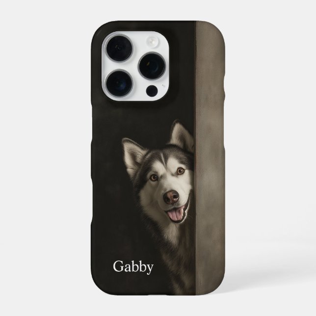 Personalized Siberian Husky Portrait iPhone Hülle (Rückseite)