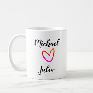 personalized simple minimal add your name red hear kaffeetasse