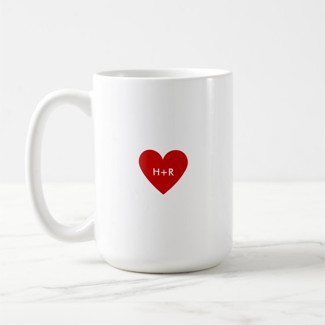 Personalized Simple Red Heart Kaffeetasse (Links)