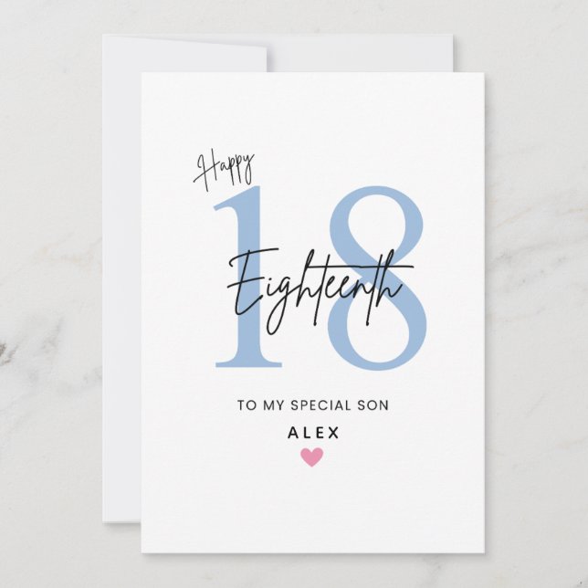 Personalized Simple Son 18th Birthday Card Karte (Vorderseite)