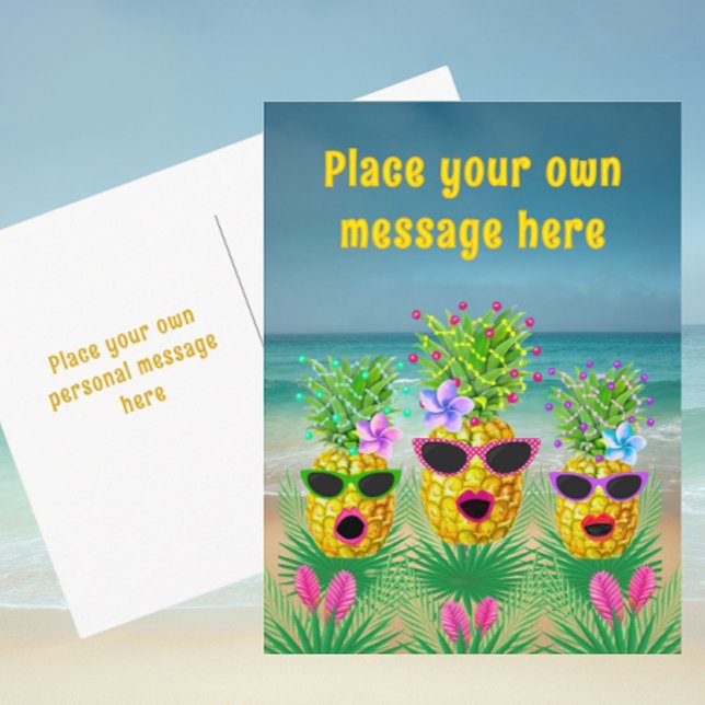 Personalized Singing Lady Pineapples  Feiertagspostkarte (Thrifty postcard you can personalize!)