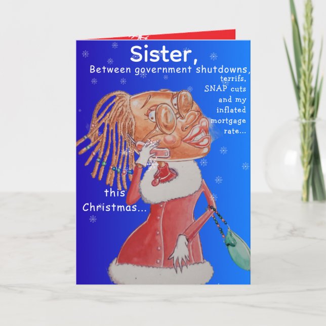 Personalized Sisters Christmas Economics Greeting Karte (Vorderseite)