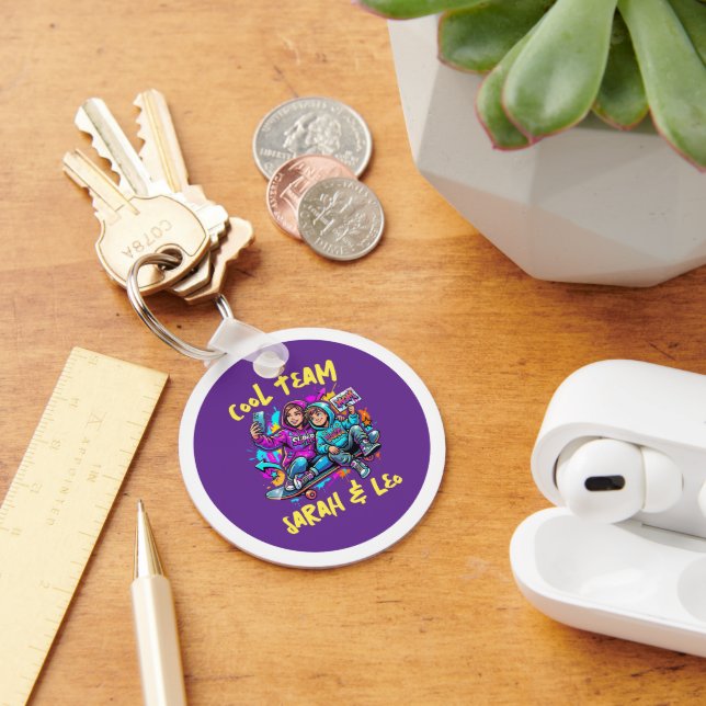 Personalized Skater Mom & Son Graffiti Keyring Schlüsselanhänger (Schreibtisch)