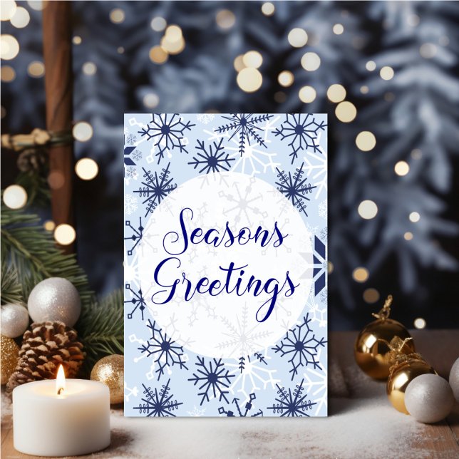 Personalized Snowflakes Seasonal Greetings Karte (Personalize your holiday wishes, by adding a custom message.)